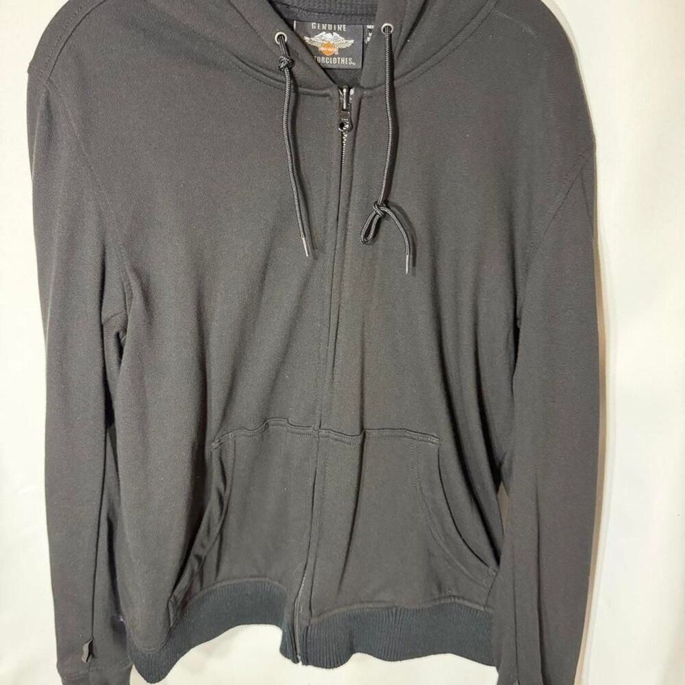 Harley-davidson Men's Black and Grey Hoodie